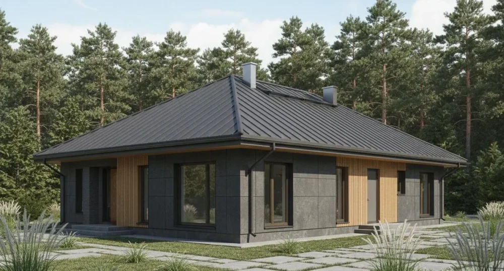 Проект Одноэтажный дом 19 на 16, 168 м2